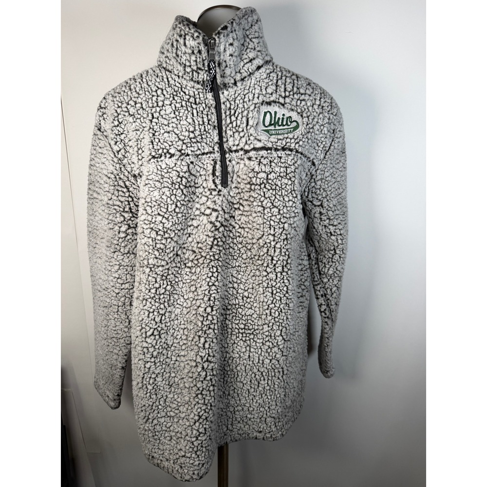 Boxercraft Ohio University Sherpa Quarter Zip Pullover Gray Fleece Womens Large